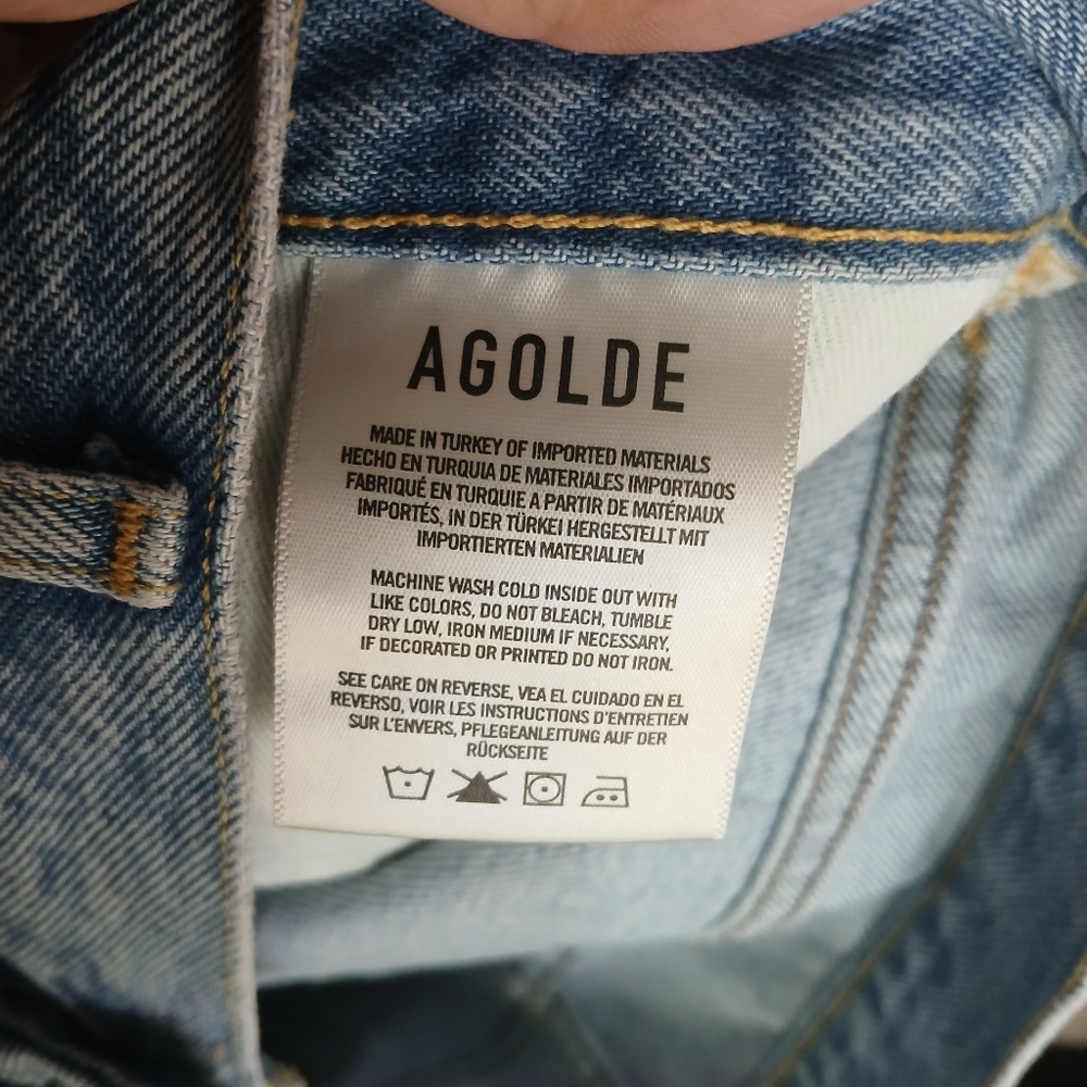 💎 AGOLDE Parker Vintage Cut Off Short In Swapmeet Women's Blue Denim Shorts - Picture 4 of 10